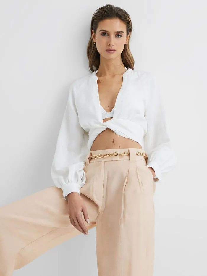 Reiss Trousers Izzie Wide Leg Occasion Trousers Nude 8211 Women