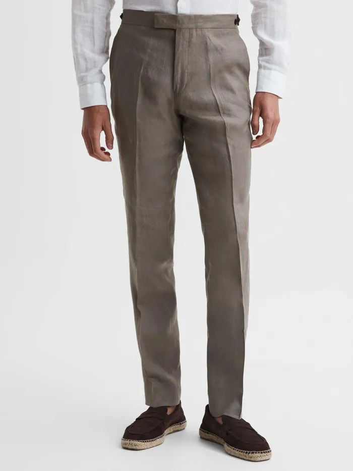 Reiss Trousers Kin Linen Formal Trousers Airforce Blue 8211 Men