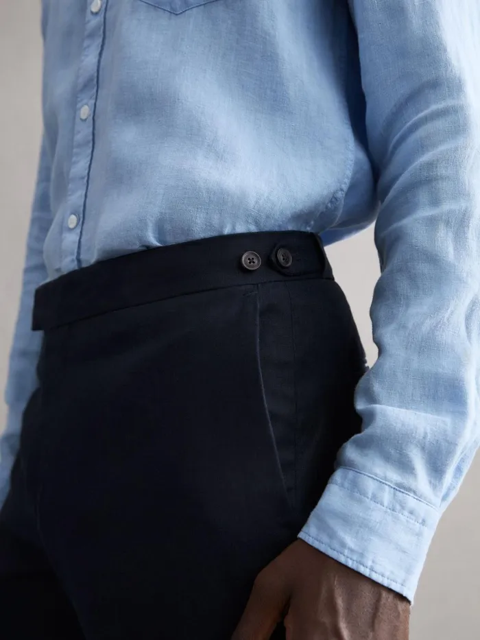 Reiss Trousers Kin Linen Formal Trousers Navy 8211 Men