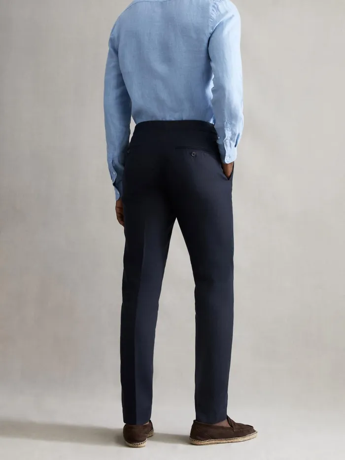 Reiss Trousers Kin Linen Formal Trousers Navy 8211 Men