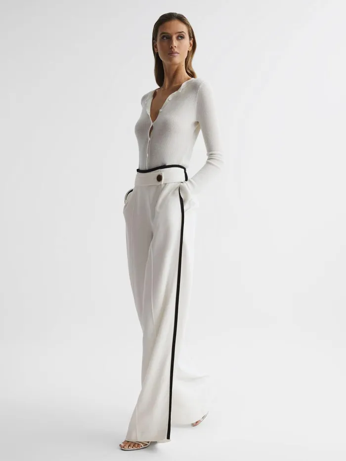 Reiss Trousers Lina High Rise Wide Leg Trousers Cream 8211 Women
