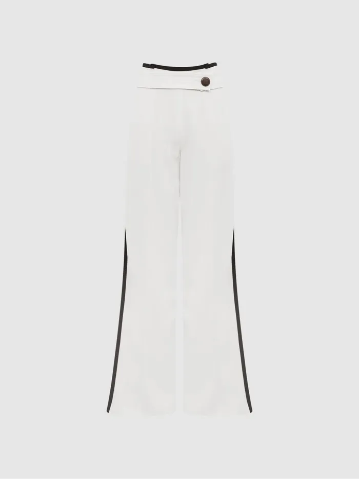 Reiss Trousers Lina High Rise Wide Leg Trousers Cream 8211 Women