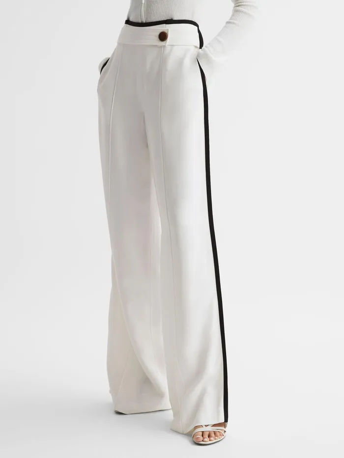 Reiss Trousers Lina High Rise Wide Leg Trousers Cream 8211 Women