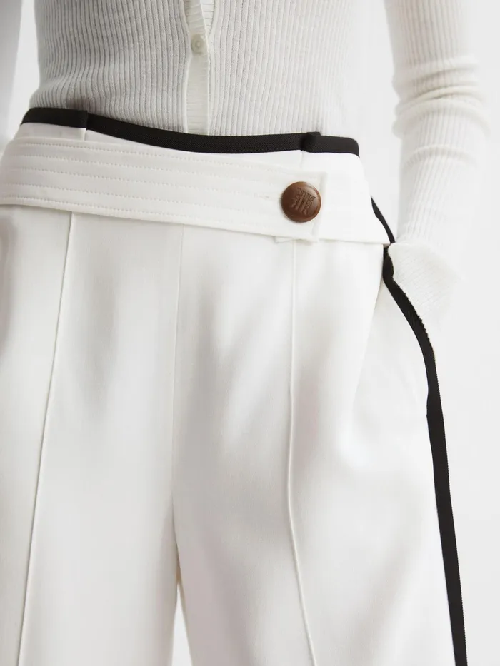 Reiss Trousers Lina High Rise Wide Leg Trousers Cream 8211 Women