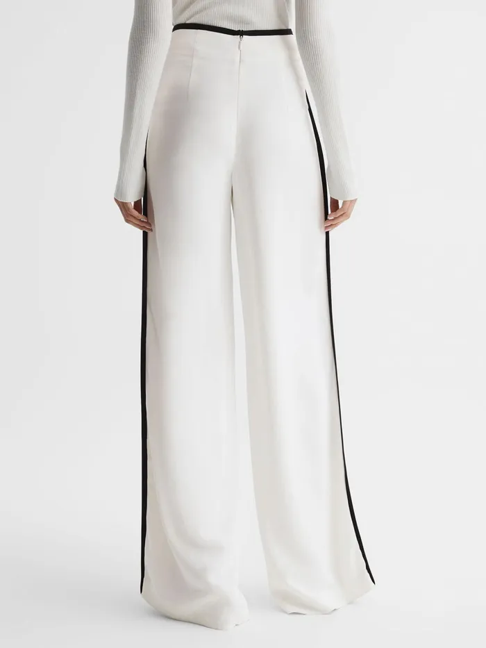 Reiss Trousers Lina High Rise Wide Leg Trousers Cream 8211 Women