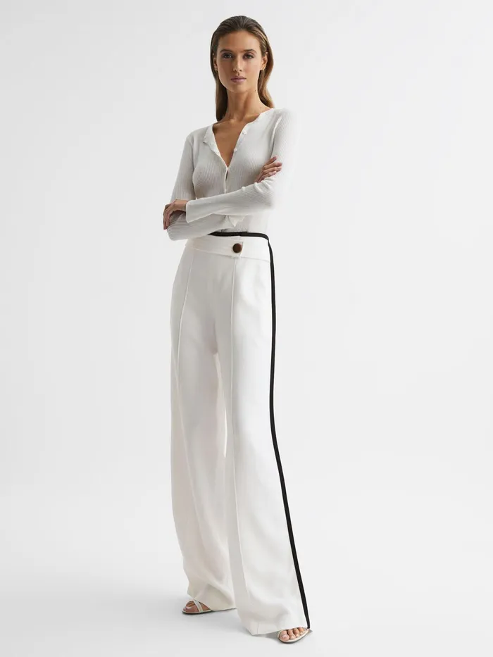 Reiss Trousers Lina High Rise Wide Leg Trousers Cream 8211 Women
