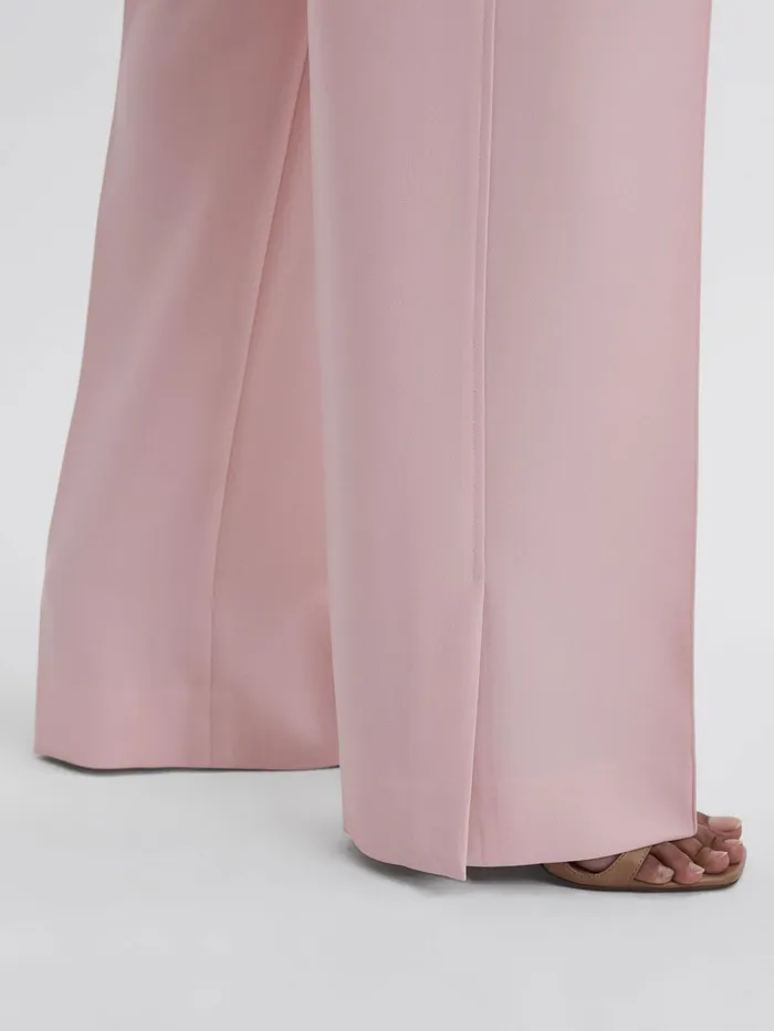 Reiss Trousers Marina Wide Leg Split Hem Trousers Pink 8211 Women