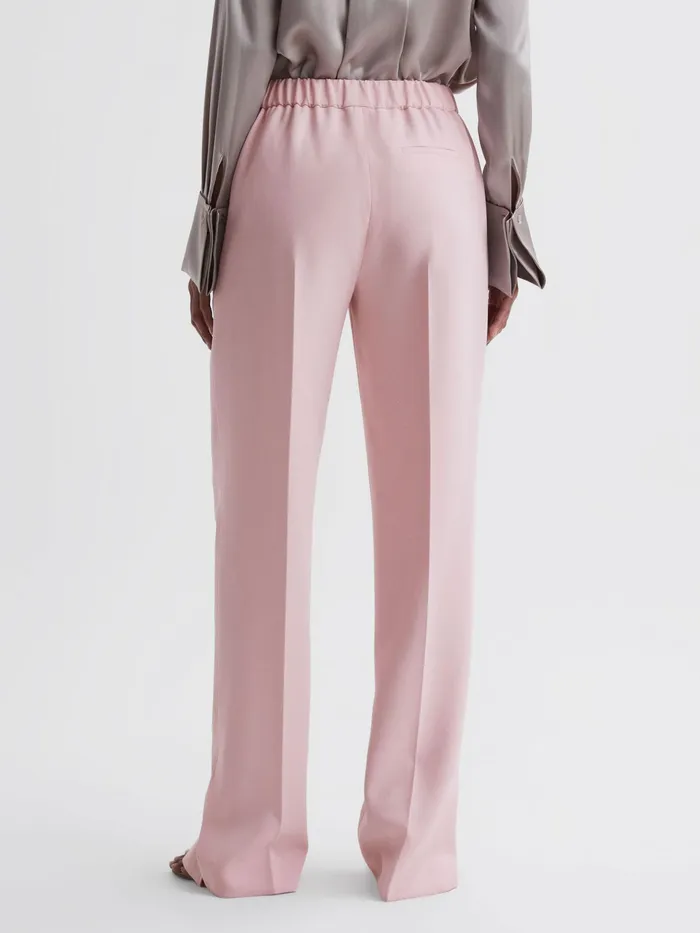 Reiss Trousers Marina Wide Leg Split Hem Trousers Pink 8211 Women
