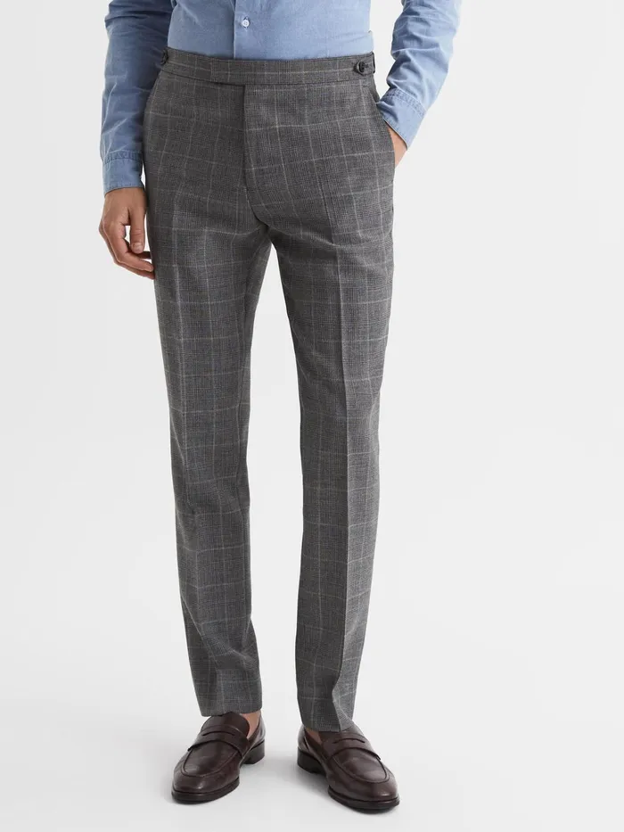 Reiss Trousers Newbury Slim Fit Checked Trousers Grey 8211 Men