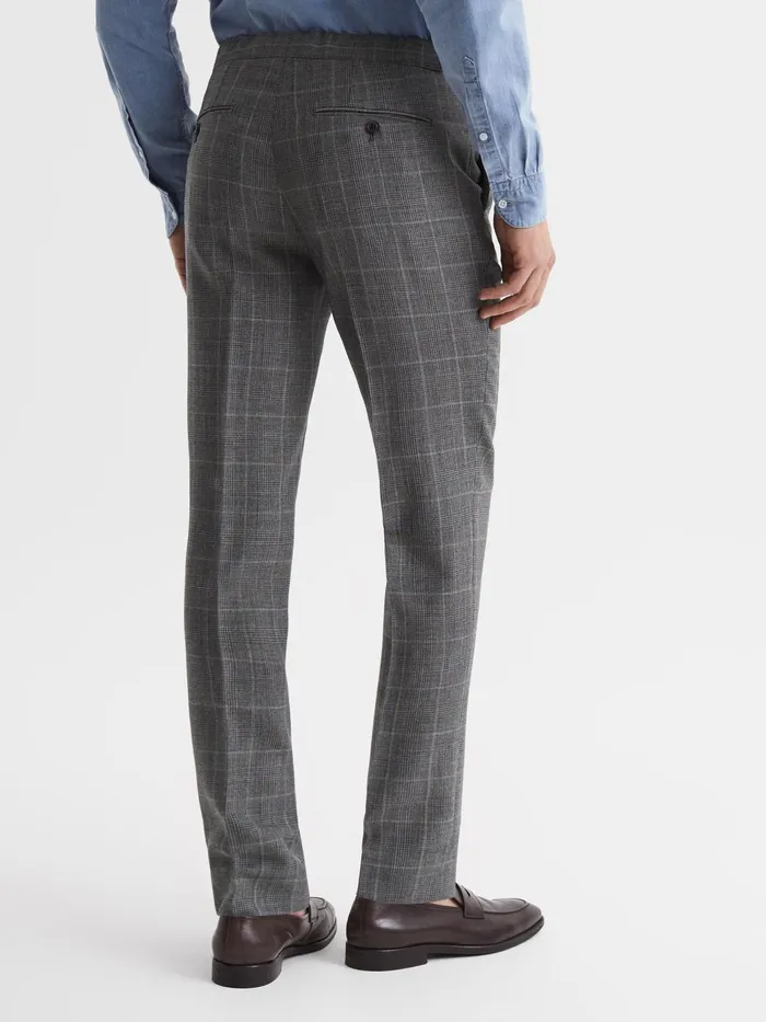 Reiss Trousers Newbury Slim Fit Checked Trousers Grey 8211 Men