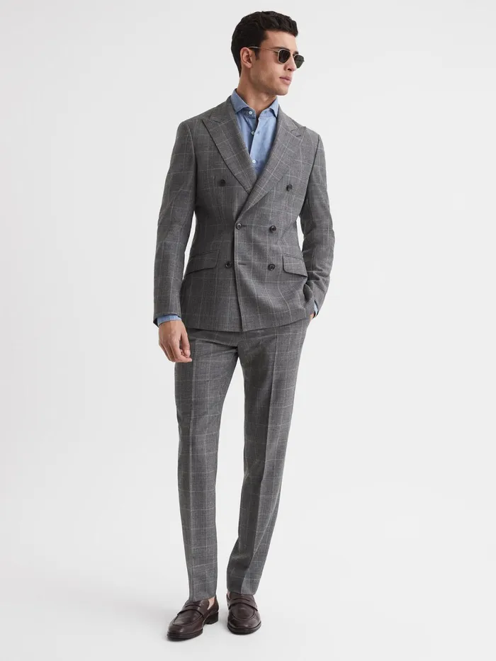 Reiss Trousers Newbury Slim Fit Checked Trousers Grey 8211 Men