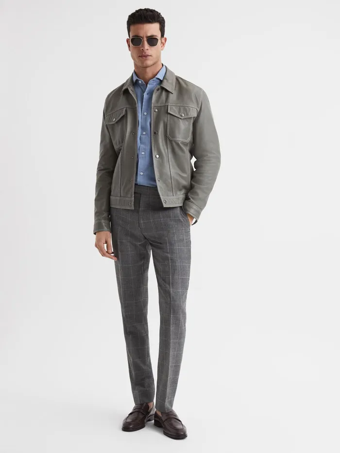 Reiss Trousers Newbury Slim Fit Checked Trousers Grey 8211 Men