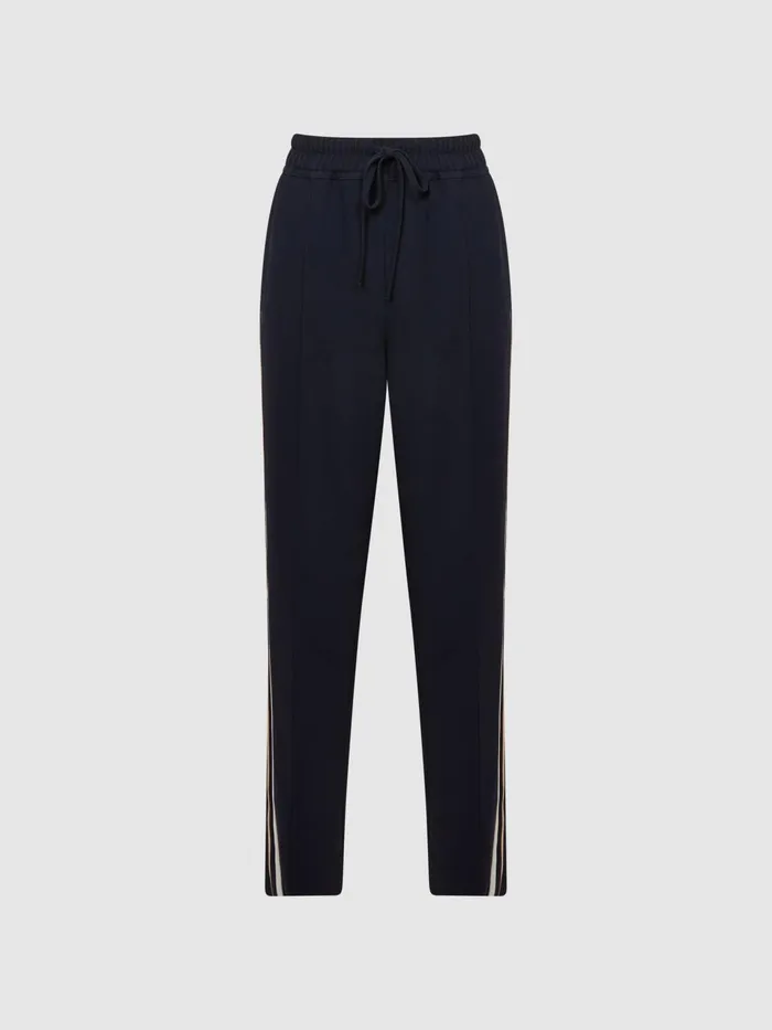 Reiss Trousers Odell Taper Tapered Leg Pullon Trousers Navy 8211 Women