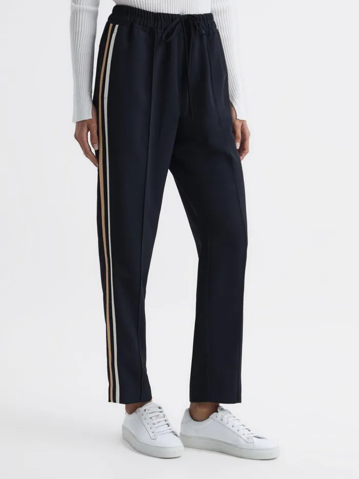 Reiss Trousers Odell Taper Tapered Leg Pullon Trousers Navy 8211 Women