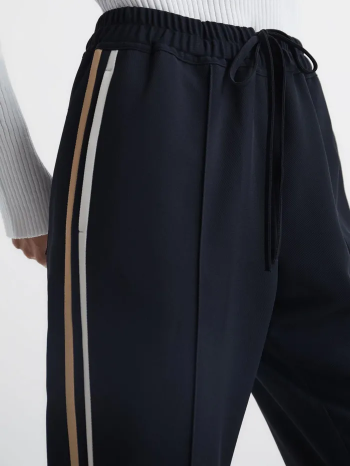 Reiss Trousers Odell Taper Tapered Leg Pullon Trousers Navy 8211 Women