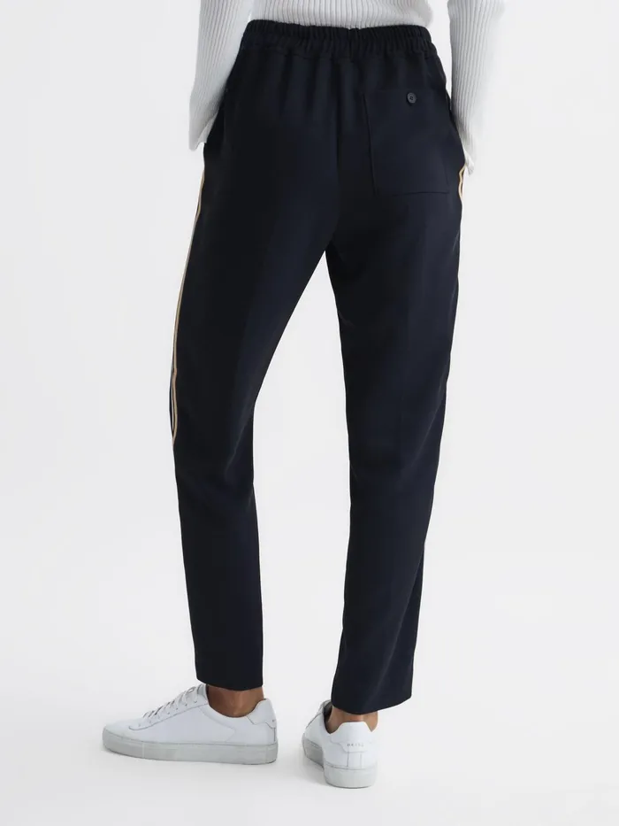 Reiss Trousers Odell Taper Tapered Leg Pullon Trousers Navy 8211 Women