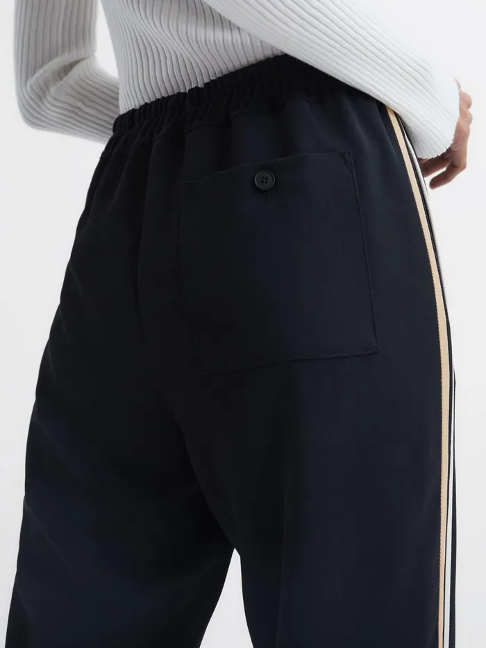 Reiss Trousers Odell Taper Tapered Leg Pullon Trousers Navy 8211 Women
