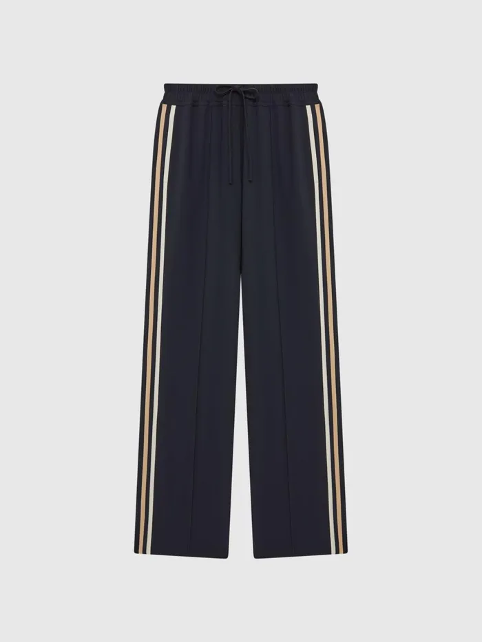 Reiss Trousers Odell Wide Leg Pull On Trousers Navy 8211 Women