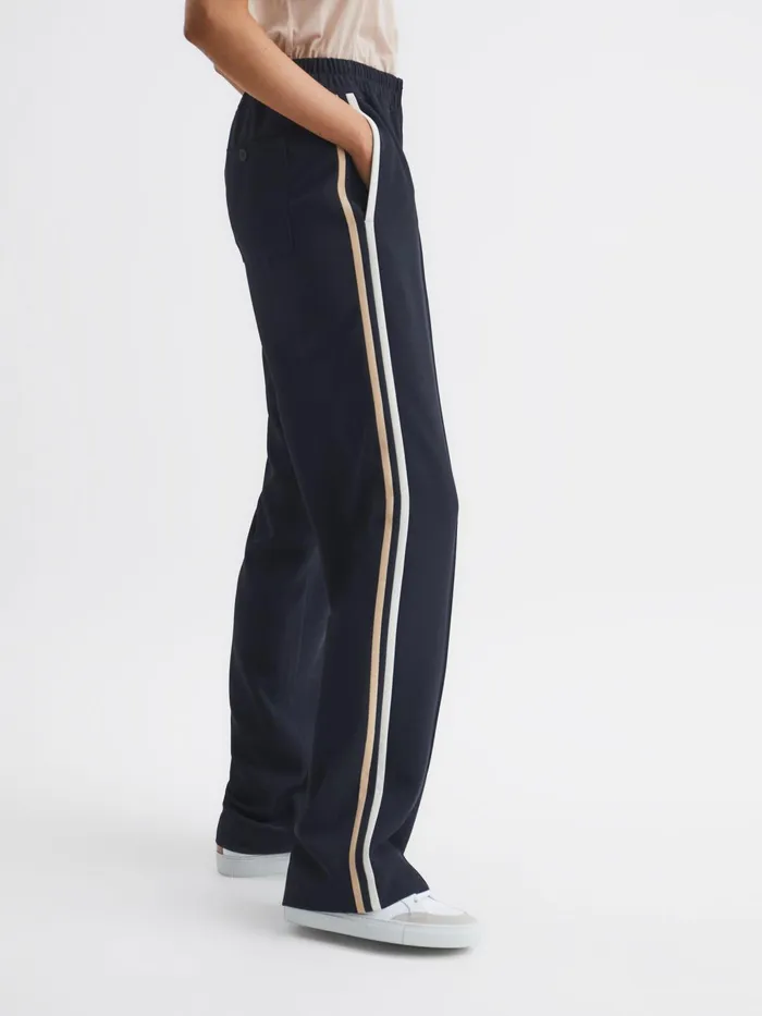 Reiss Trousers Odell Wide Leg Pull On Trousers Navy 8211 Women