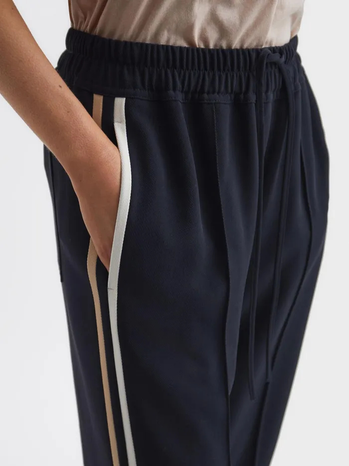 Reiss Trousers Odell Wide Leg Pull On Trousers Navy 8211 Women
