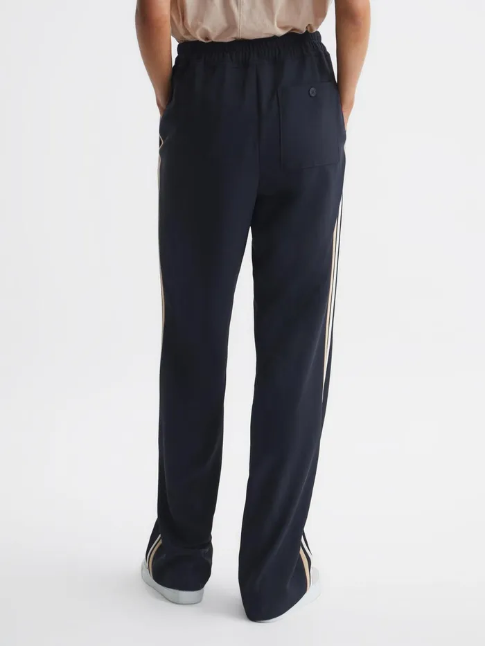 Reiss Trousers Odell Wide Leg Pull On Trousers Navy 8211 Women