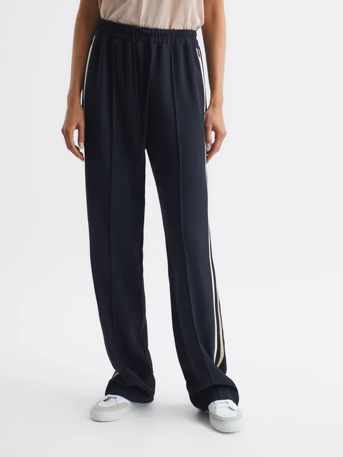Reiss Trousers Odell Wide Leg Pull On Trousers Navy 8211 Women