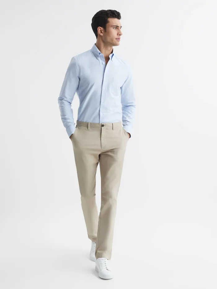 Reiss Trousers Pitch Slim Fit Washed Chinos Stone 8211 Men