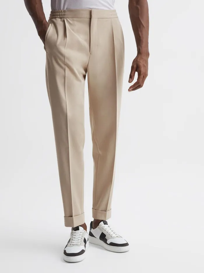 Reiss Trousers Shield Cropped Drawstring Trousers Stone 8211 Men