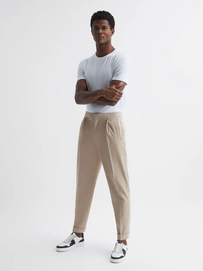 Reiss Trousers Shield Cropped Drawstring Trousers Stone 8211 Men