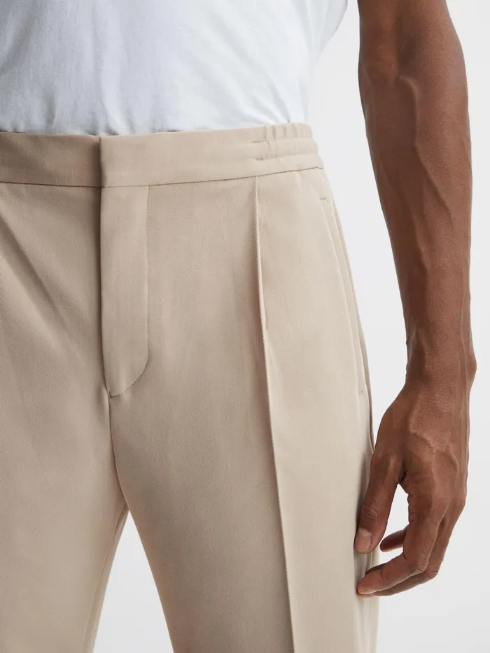 Reiss Trousers Shield Cropped Drawstring Trousers Stone 8211 Men