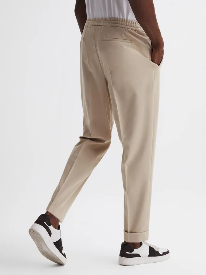 Reiss Trousers Shield Cropped Drawstring Trousers Stone 8211 Men