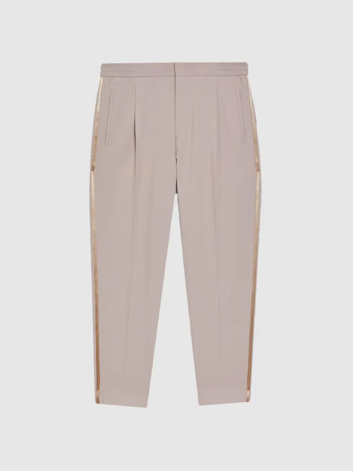 Reiss Trousers Straight Relaxed Fit Striped Cropped Trousers Ivory 8211 Men