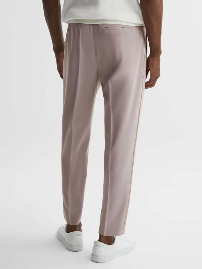 Reiss Trousers Straight Relaxed Fit Striped Cropped Trousers Ivory 8211 Men