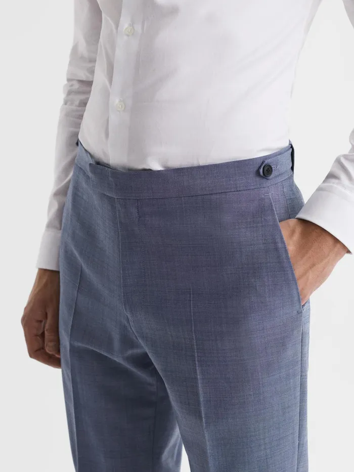 Reiss Trousers Wish Slim Fit Wool Blend Trousers Soft Blue 8211 Men