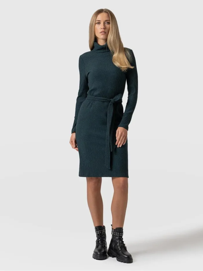 Remi Roll Neck Dress 8211 Green Green Women Saint And Sofia Dresses