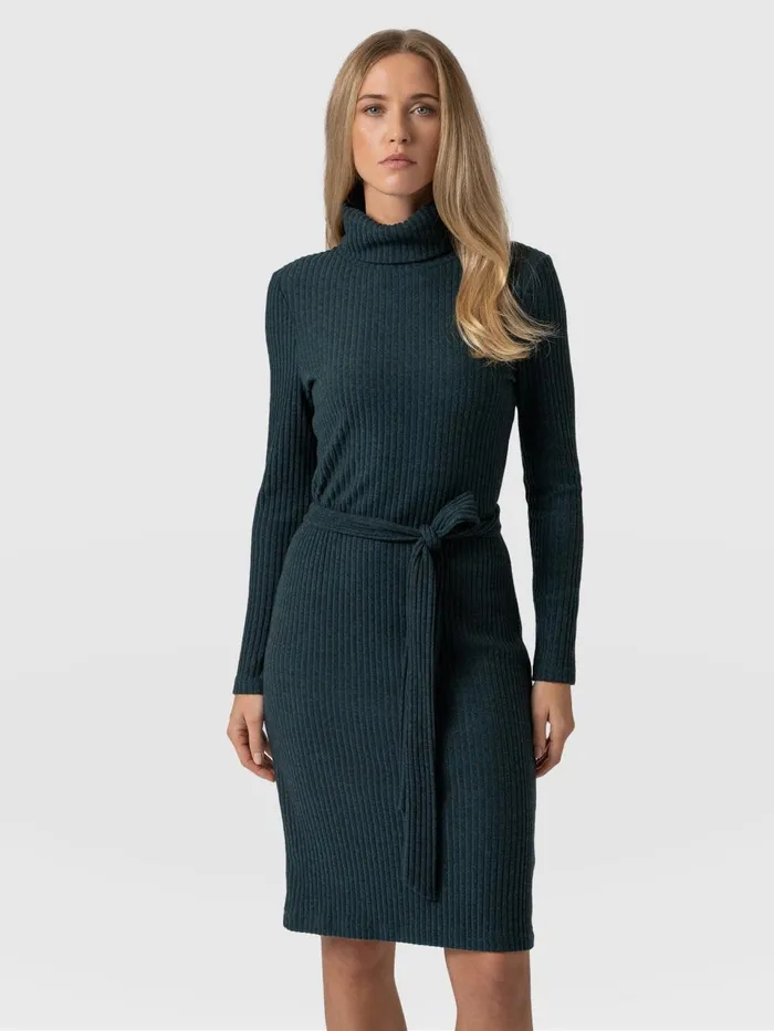 Remi Roll Neck Dress 8211 Green Green Women Saint And Sofia Dresses