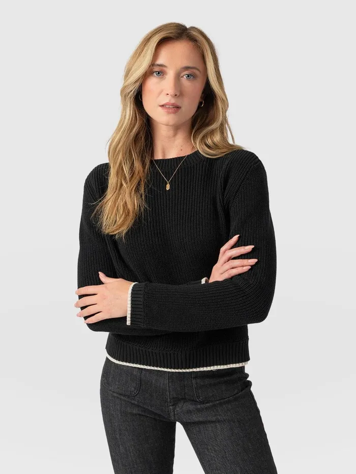 Remy Crop Sweater 8211 Black Black Women Saint And Sofia Knitwear