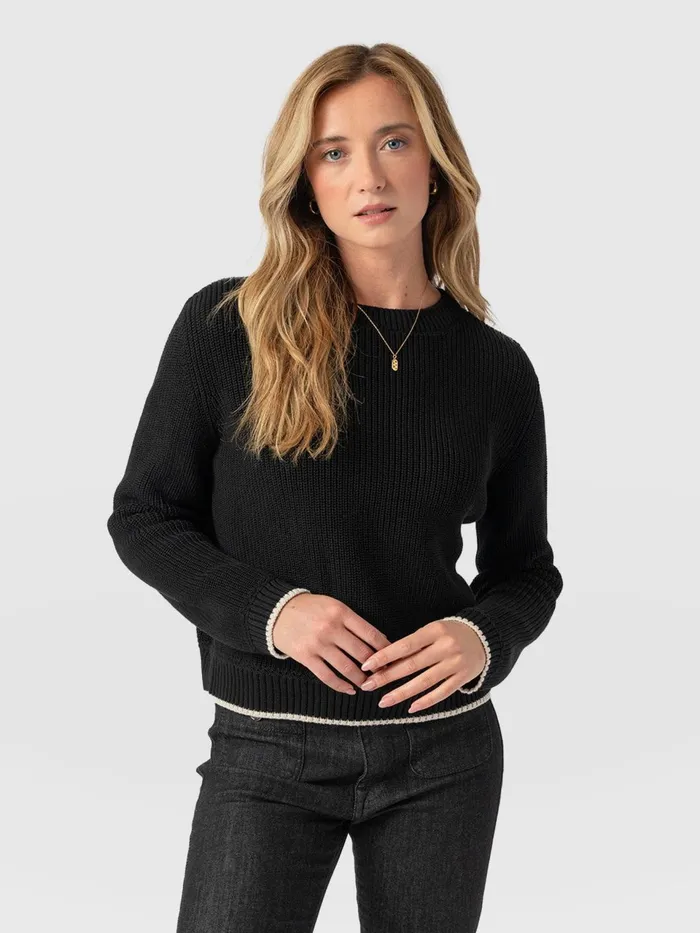 Remy Crop Sweater 8211 Black Black Women Saint And Sofia Knitwear