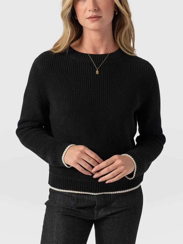 Remy Crop Sweater 8211 Black Black Women Saint And Sofia Knitwear