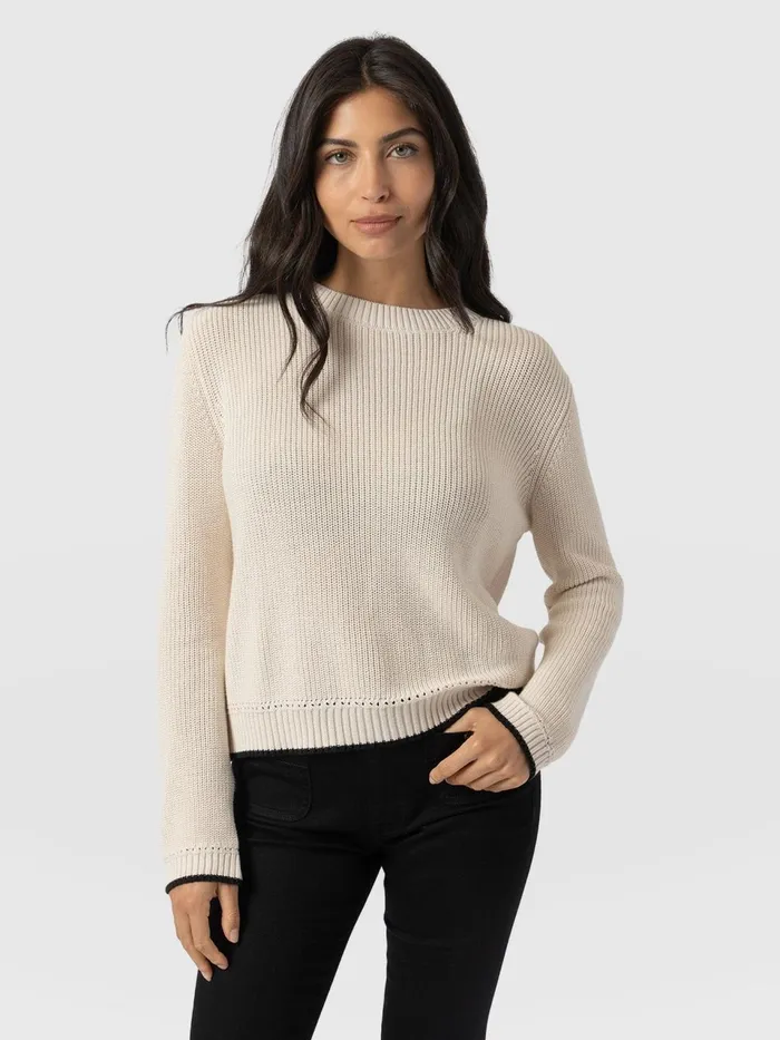 Remy Crop Sweater 8211 Cream Cream Women Saint And Sofia Knitwear