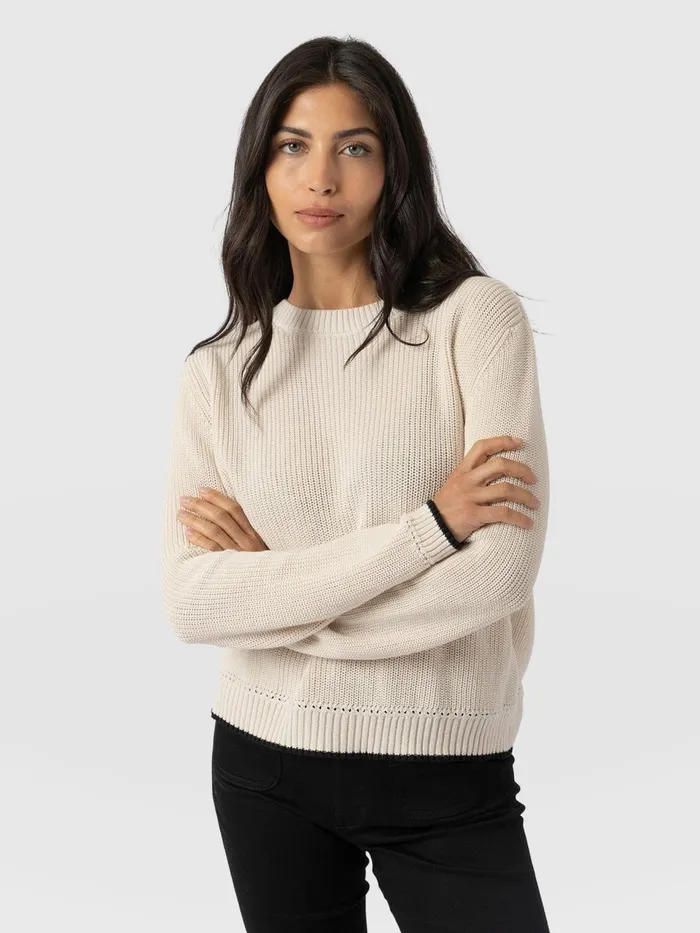 Remy Crop Sweater 8211 Cream Cream Women Saint And Sofia Knitwear
