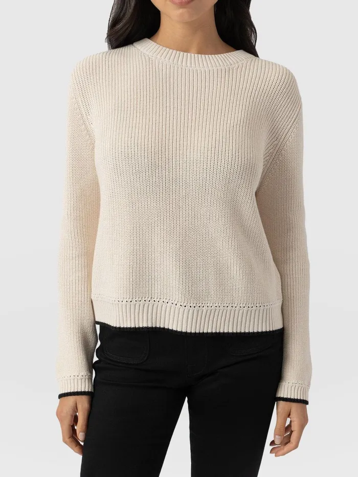 Remy Crop Sweater 8211 Cream Cream Women Saint And Sofia Knitwear