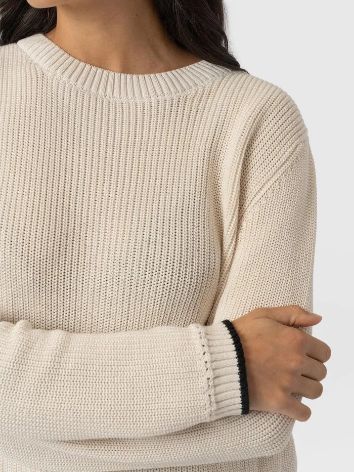 Remy Crop Sweater 8211 Cream Cream Women Saint And Sofia Knitwear
