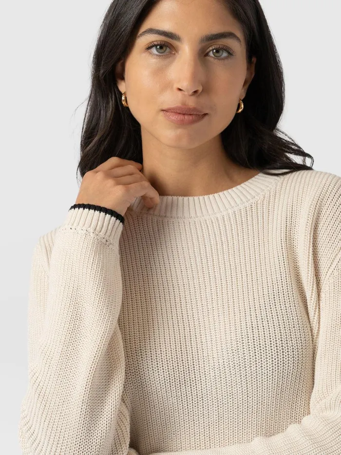 Remy Crop Sweater 8211 Cream Cream Women Saint And Sofia Knitwear