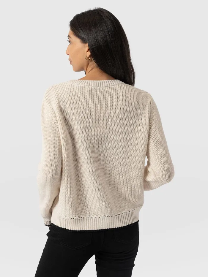 Remy Crop Sweater 8211 Cream Cream Women Saint And Sofia Knitwear