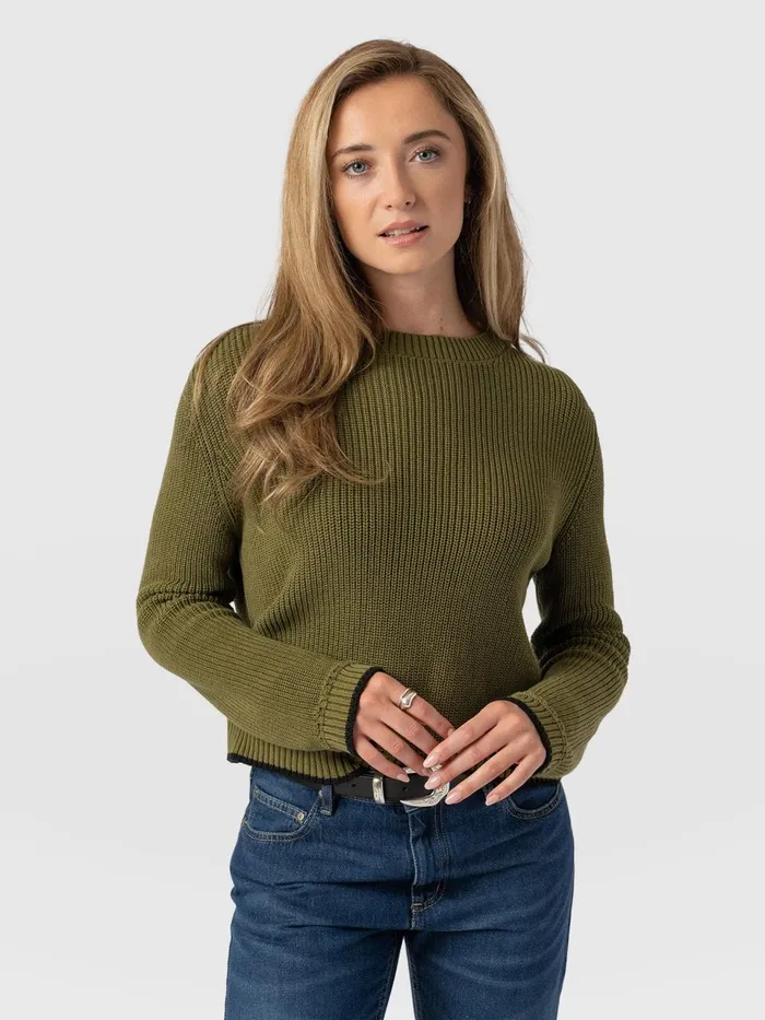 Remy Crop Sweater 8211 Khaki Khaki Women Saint And Sofia Knitwear