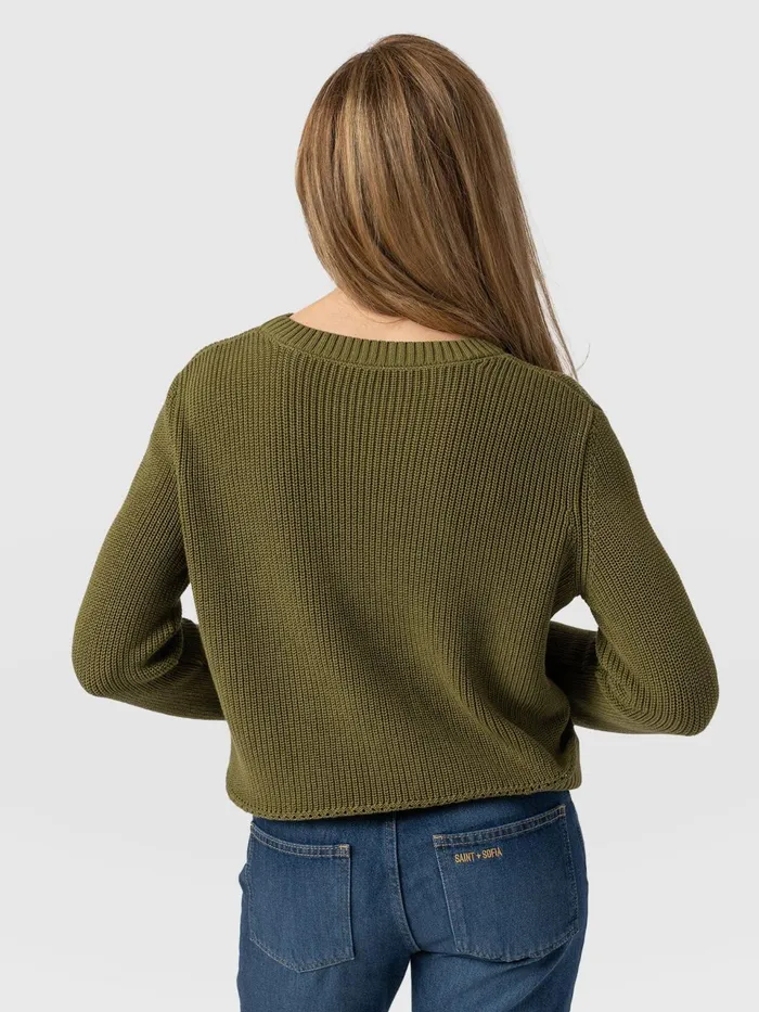 Remy Crop Sweater 8211 Khaki Khaki Women Saint And Sofia Knitwear