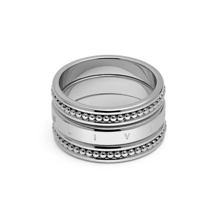 Rings Women Olivia Burton Ever Stacked Silver Tone Rings L