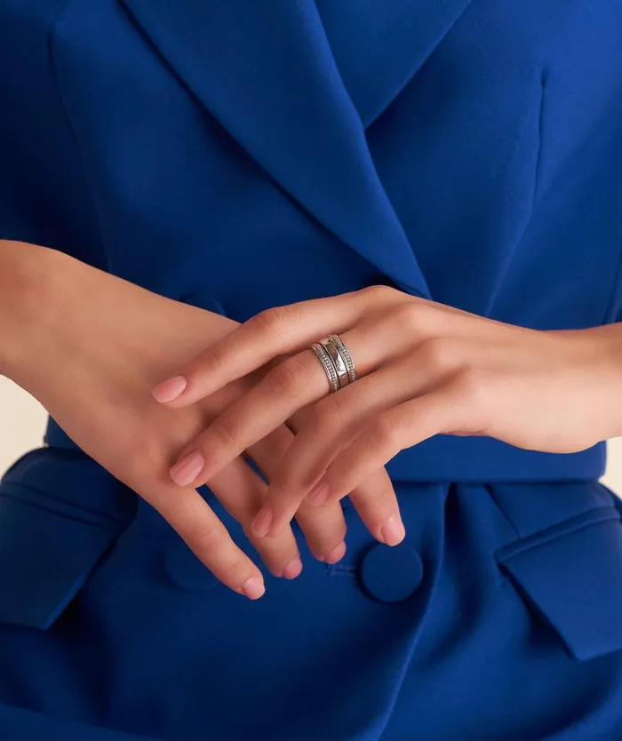 Rings Women Olivia Burton Ever Stacked Silver Tone Rings L