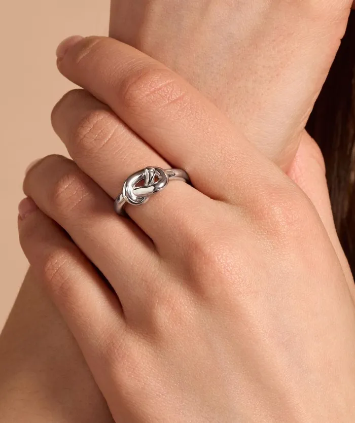 Rings Women Olivia Burton Lovers Knot Silver Tone Ring L